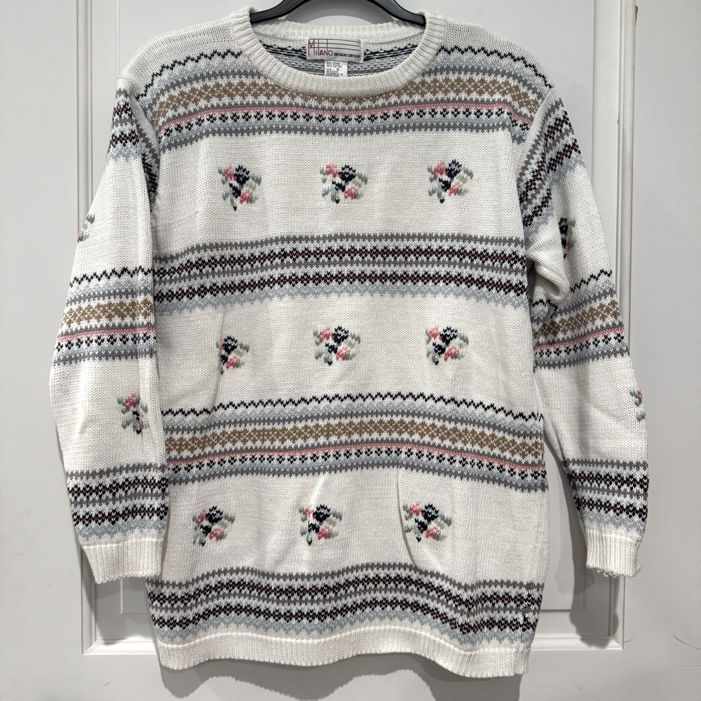 Vintage 80’s/90’s floral grandma sweater S - Milano design group all over design